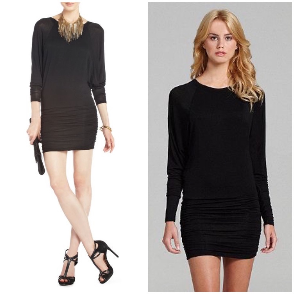 Vintage BCBGMaxAzria Black Knit Long Raglan Sleeve Dress